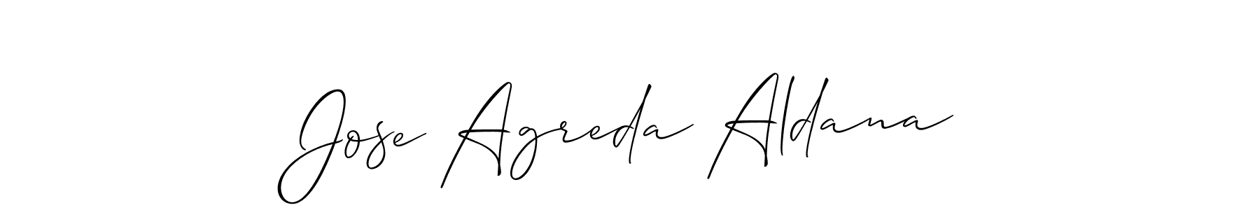 Use a signature maker to create a handwritten signature online. With this signature software, you can design (Allison_Script) your own signature for name Jose Agreda Aldana. Jose Agreda Aldana signature style 2 images and pictures png