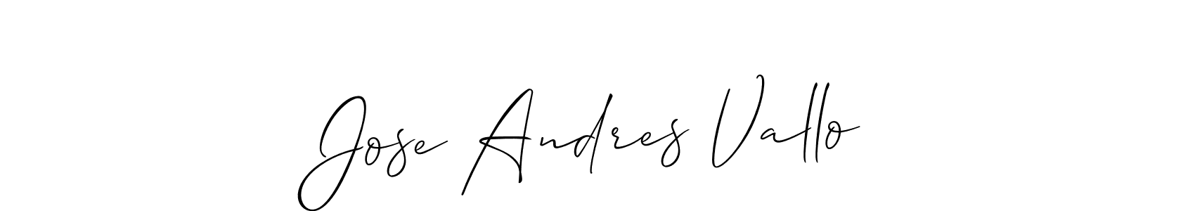 How to make Jose Andres Vallo name signature. Use Allison_Script style for creating short signs online. This is the latest handwritten sign. Jose Andres Vallo signature style 2 images and pictures png