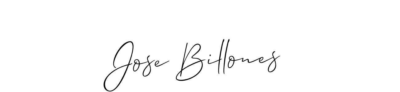 The best way (Allison_Script) to make a short signature is to pick only two or three words in your name. The name Jose Billones include a total of six letters. For converting this name. Jose Billones signature style 2 images and pictures png