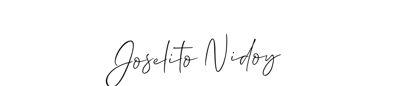 The best way (Allison_Script) to make a short signature is to pick only two or three words in your name. The name Joselito Nidoy include a total of six letters. For converting this name. Joselito Nidoy signature style 2 images and pictures png