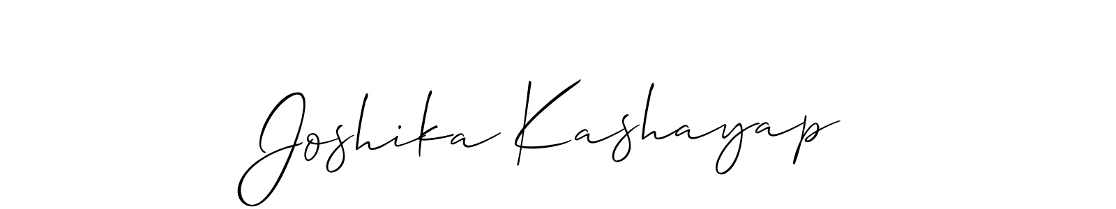 The best way (Allison_Script) to make a short signature is to pick only two or three words in your name. The name Joshika Kashayap include a total of six letters. For converting this name. Joshika Kashayap signature style 2 images and pictures png