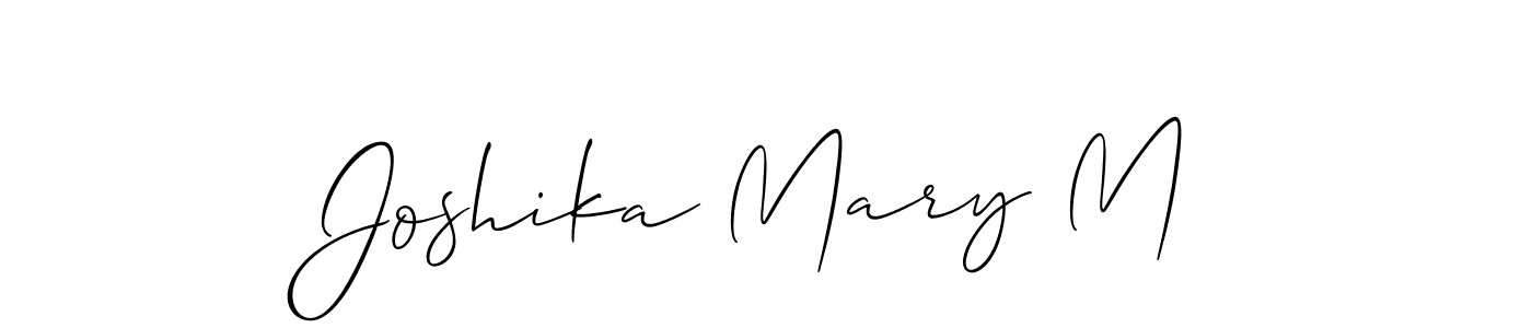 Allison_Script is a professional signature style that is perfect for those who want to add a touch of class to their signature. It is also a great choice for those who want to make their signature more unique. Get Joshika Mary M name to fancy signature for free. Joshika Mary M signature style 2 images and pictures png