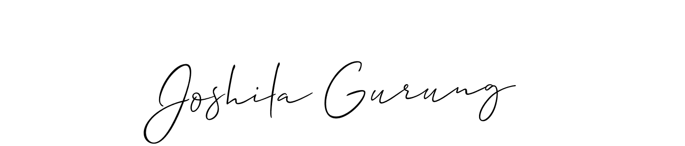 The best way (Allison_Script) to make a short signature is to pick only two or three words in your name. The name Joshila Gurung include a total of six letters. For converting this name. Joshila Gurung signature style 2 images and pictures png