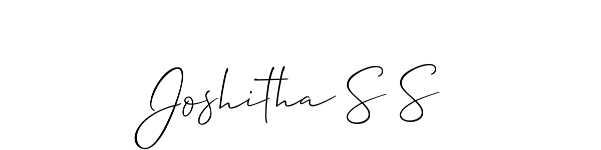 Allison_Script is a professional signature style that is perfect for those who want to add a touch of class to their signature. It is also a great choice for those who want to make their signature more unique. Get Joshitha S S name to fancy signature for free. Joshitha S S signature style 2 images and pictures png