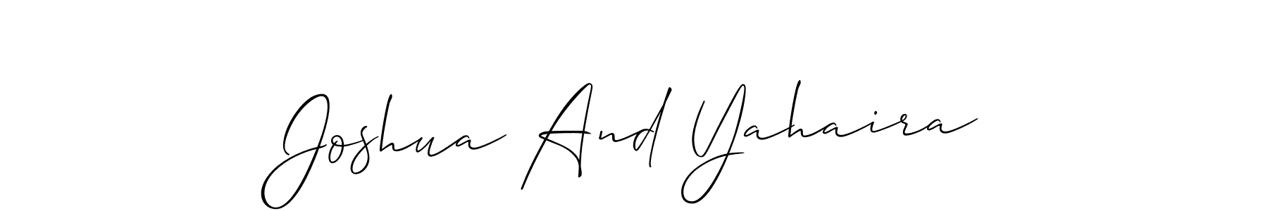 Make a short Joshua And Yahaira signature style. Manage your documents anywhere anytime using Allison_Script. Create and add eSignatures, submit forms, share and send files easily. Joshua And Yahaira signature style 2 images and pictures png