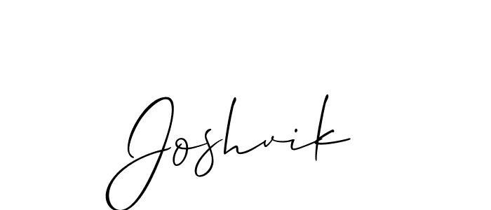 The best way (Allison_Script) to make a short signature is to pick only two or three words in your name. The name Joshvik include a total of six letters. For converting this name. Joshvik signature style 2 images and pictures png
