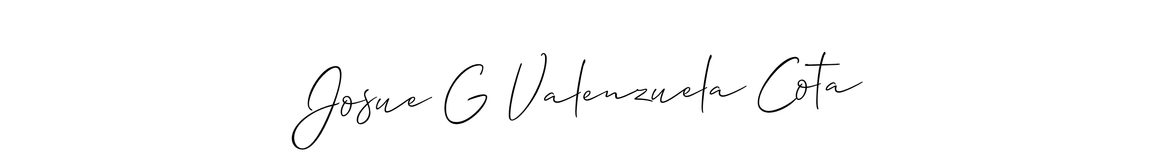 Make a short Josue G Valenzuela Cota signature style. Manage your documents anywhere anytime using Allison_Script. Create and add eSignatures, submit forms, share and send files easily. Josue G Valenzuela Cota signature style 2 images and pictures png