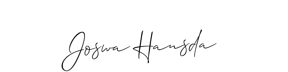 Make a beautiful signature design for name Joswa Hansda. With this signature (Allison_Script) style, you can create a handwritten signature for free. Joswa Hansda signature style 2 images and pictures png