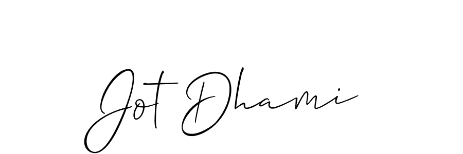 How to make Jot Dhami name signature. Use Allison_Script style for creating short signs online. This is the latest handwritten sign. Jot Dhami signature style 2 images and pictures png