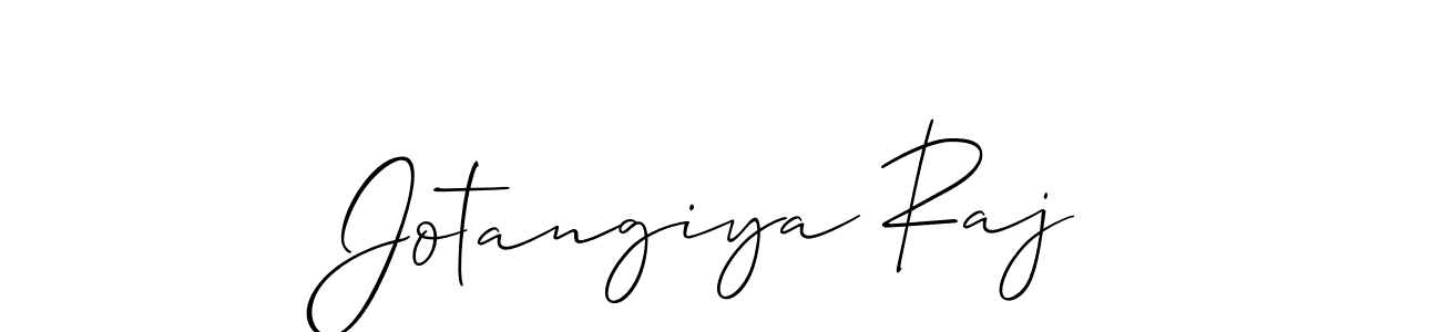 It looks lik you need a new signature style for name Jotangiya Raj. Design unique handwritten (Allison_Script) signature with our free signature maker in just a few clicks. Jotangiya Raj signature style 2 images and pictures png