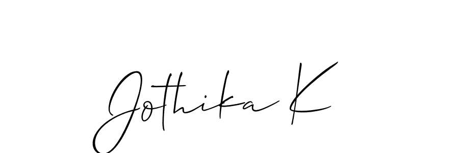 How to make Jothika K signature? Allison_Script is a professional autograph style. Create handwritten signature for Jothika K name. Jothika K signature style 2 images and pictures png