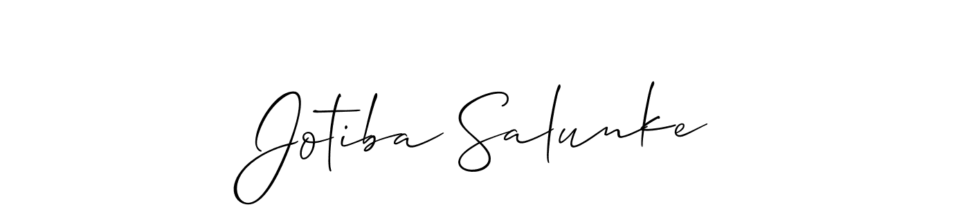 Make a short Jotiba Salunke signature style. Manage your documents anywhere anytime using Allison_Script. Create and add eSignatures, submit forms, share and send files easily. Jotiba Salunke signature style 2 images and pictures png