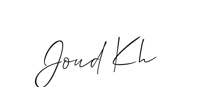 if you are searching for the best signature style for your name Joud Kh. so please give up your signature search. here we have designed multiple signature styles  using Allison_Script. Joud Kh signature style 2 images and pictures png