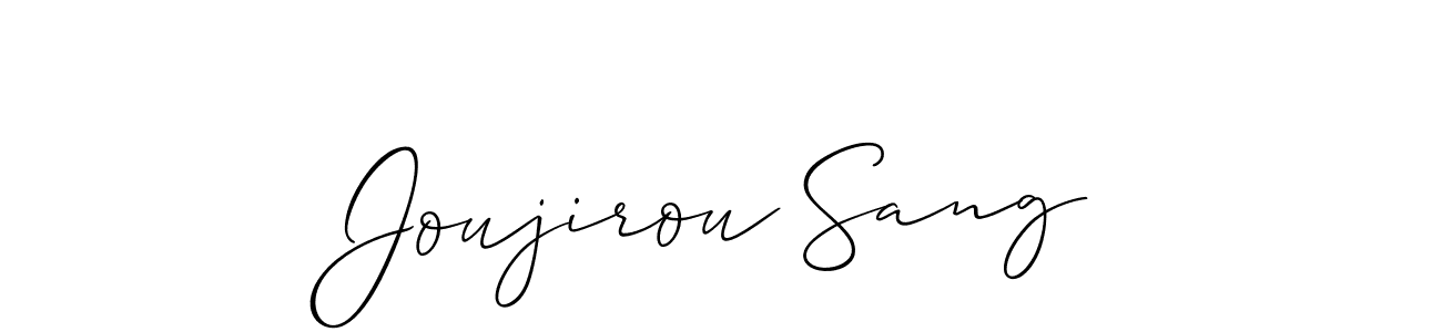 The best way (Allison_Script) to make a short signature is to pick only two or three words in your name. The name Joujirou Sang include a total of six letters. For converting this name. Joujirou Sang signature style 2 images and pictures png