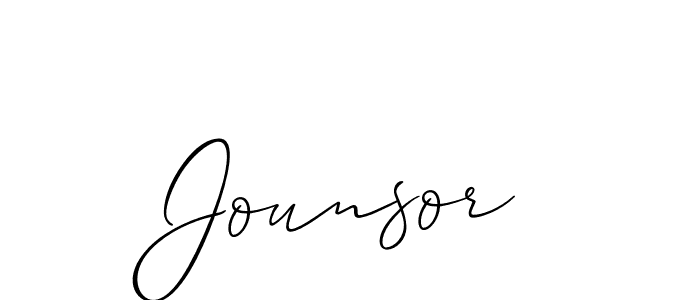 Design your own signature with our free online signature maker. With this signature software, you can create a handwritten (Allison_Script) signature for name Jounsor. Jounsor signature style 2 images and pictures png