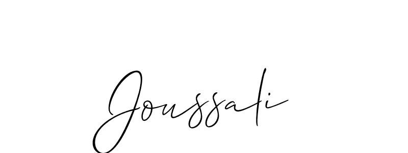 Use a signature maker to create a handwritten signature online. With this signature software, you can design (Allison_Script) your own signature for name Joussali. Joussali signature style 2 images and pictures png