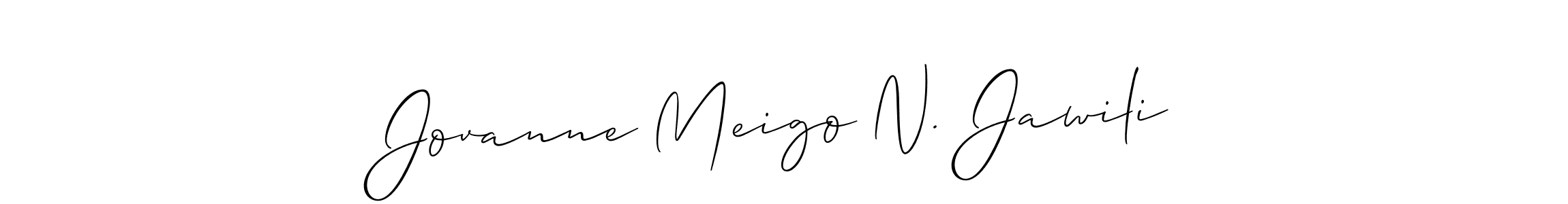 Use a signature maker to create a handwritten signature online. With this signature software, you can design (Allison_Script) your own signature for name Jovanne Meigo N. Jawili. Jovanne Meigo N. Jawili signature style 2 images and pictures png