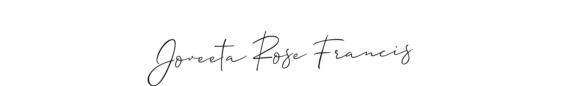 How to make Joveeta Rose Francis name signature. Use Allison_Script style for creating short signs online. This is the latest handwritten sign. Joveeta Rose Francis signature style 2 images and pictures png
