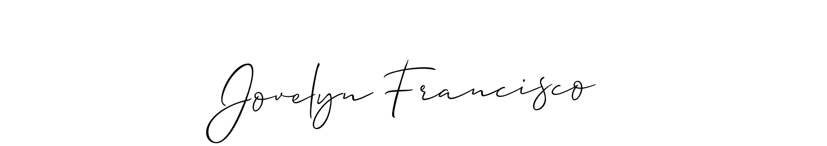 Similarly Allison_Script is the best handwritten signature design. Signature creator online .You can use it as an online autograph creator for name Jovelyn Francisco. Jovelyn Francisco signature style 2 images and pictures png