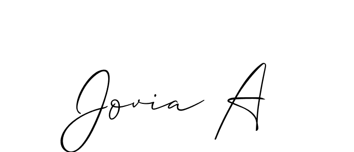The best way (Allison_Script) to make a short signature is to pick only two or three words in your name. The name Jovia A include a total of six letters. For converting this name. Jovia A signature style 2 images and pictures png