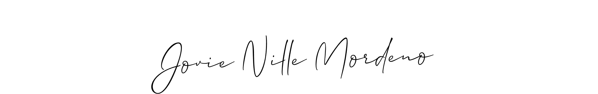 Allison_Script is a professional signature style that is perfect for those who want to add a touch of class to their signature. It is also a great choice for those who want to make their signature more unique. Get Jovie Nille Mordeno name to fancy signature for free. Jovie Nille Mordeno signature style 2 images and pictures png