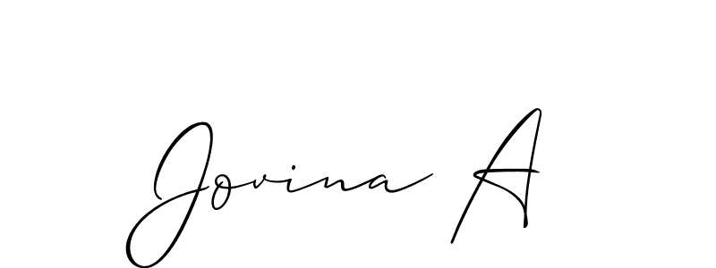 It looks lik you need a new signature style for name Jovina A. Design unique handwritten (Allison_Script) signature with our free signature maker in just a few clicks. Jovina A signature style 2 images and pictures png