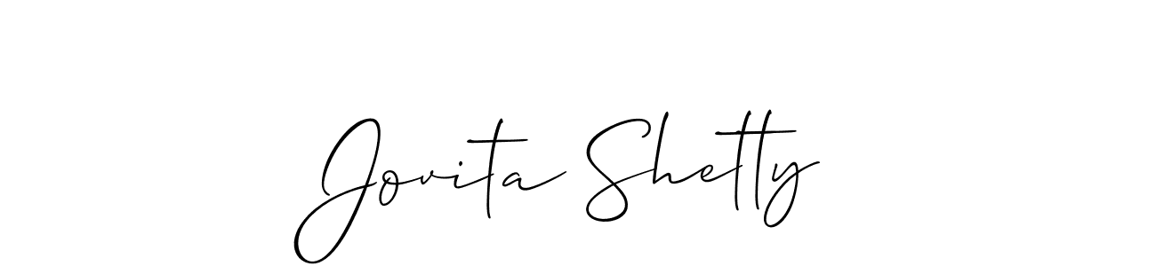 The best way (Allison_Script) to make a short signature is to pick only two or three words in your name. The name Jovita Shetty include a total of six letters. For converting this name. Jovita Shetty signature style 2 images and pictures png