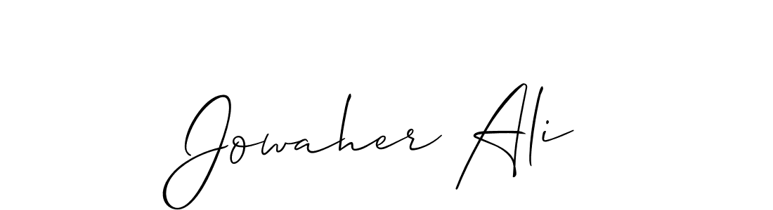 You should practise on your own different ways (Allison_Script) to write your name (Jowaher Ali) in signature. don't let someone else do it for you. Jowaher Ali signature style 2 images and pictures png