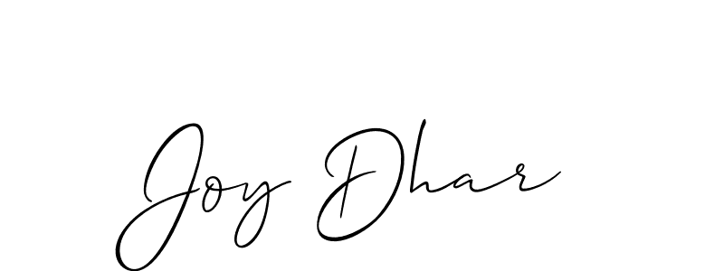 Use a signature maker to create a handwritten signature online. With this signature software, you can design (Allison_Script) your own signature for name Joy Dhar. Joy Dhar signature style 2 images and pictures png