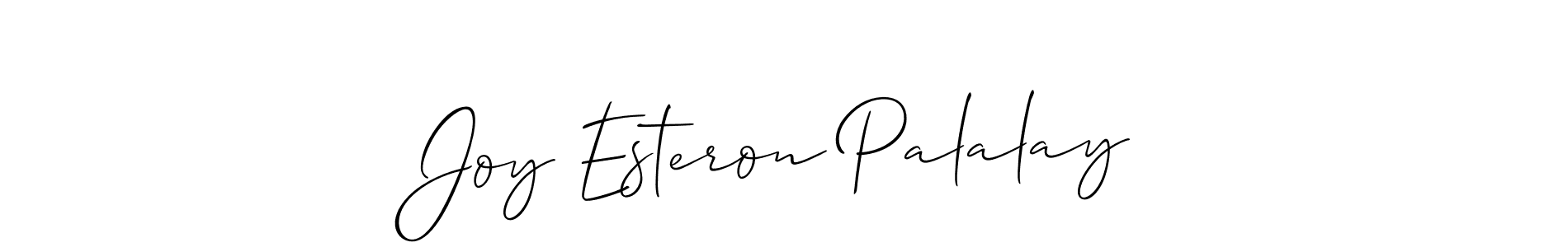 Create a beautiful signature design for name Joy Esteron Palalay. With this signature (Allison_Script) fonts, you can make a handwritten signature for free. Joy Esteron Palalay signature style 2 images and pictures png