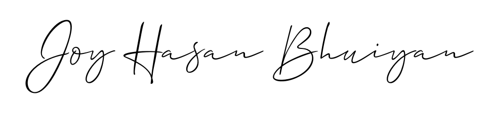 Discover how Joy Hasan Bhuiyan looks in an executive cursive font (Allison_Script). Perfect for legal documents, invoices, and certificates. Joy Hasan Bhuiyan signature style 2 images and pictures png