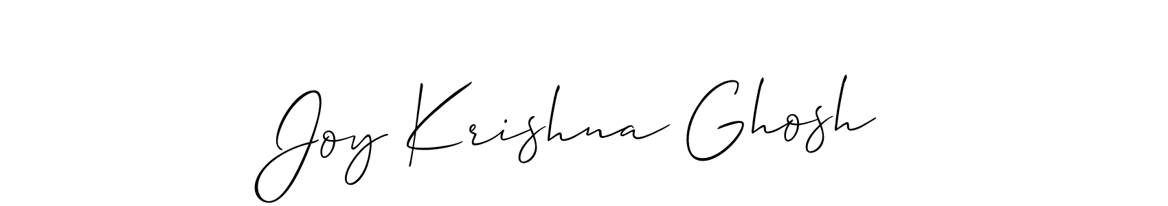 The best way (Allison_Script) to make a short signature is to pick only two or three words in your name. The name Joy Krishna Ghosh include a total of six letters. For converting this name. Joy Krishna Ghosh signature style 2 images and pictures png