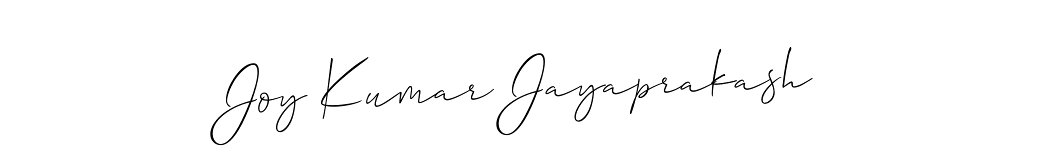 The best way (Allison_Script) to make a short signature is to pick only two or three words in your name. The name Joy Kumar Jayaprakash include a total of six letters. For converting this name. Joy Kumar Jayaprakash signature style 2 images and pictures png