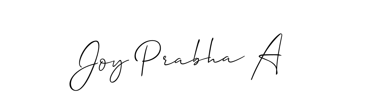 Design your own signature with our free online signature maker. With this signature software, you can create a handwritten (Allison_Script) signature for name Joy Prabha A. Joy Prabha A signature style 2 images and pictures png