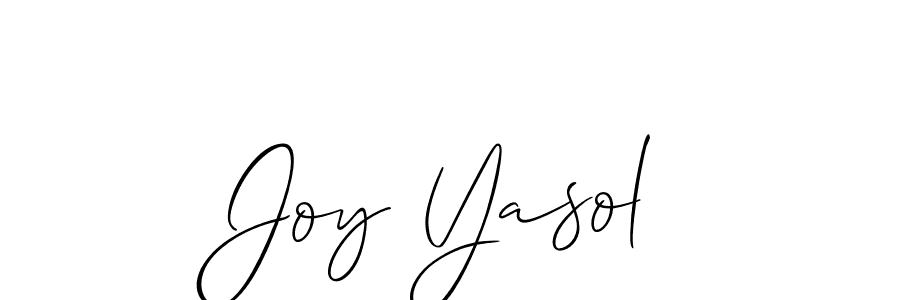 The best way (Allison_Script) to make a short signature is to pick only two or three words in your name. The name Joy Yasol include a total of six letters. For converting this name. Joy Yasol signature style 2 images and pictures png