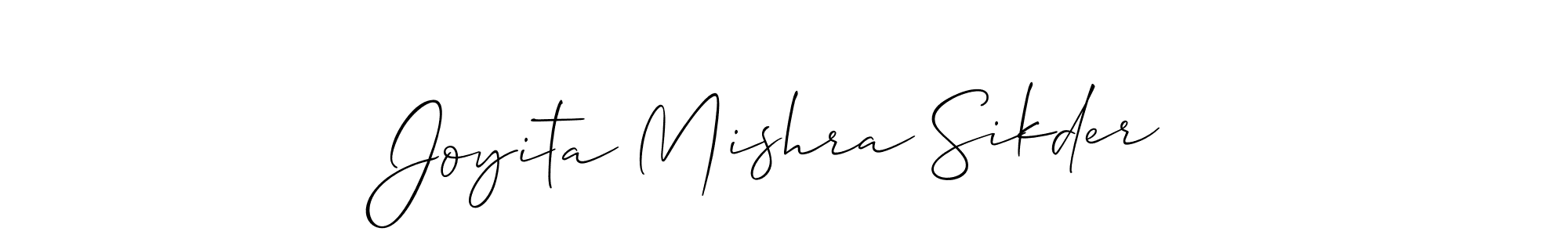 The best way (Allison_Script) to make a short signature is to pick only two or three words in your name. The name Joyita Mishra Sikder include a total of six letters. For converting this name. Joyita Mishra Sikder signature style 2 images and pictures png