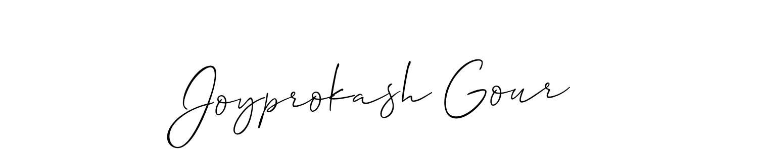 Allison_Script is a professional signature style that is perfect for those who want to add a touch of class to their signature. It is also a great choice for those who want to make their signature more unique. Get Joyprokash Gour name to fancy signature for free. Joyprokash Gour signature style 2 images and pictures png