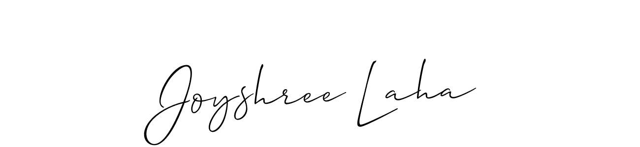 The best way (Allison_Script) to make a short signature is to pick only two or three words in your name. The name Joyshree Laha include a total of six letters. For converting this name. Joyshree Laha signature style 2 images and pictures png