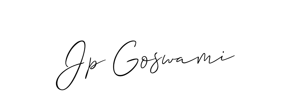 The best way (Allison_Script) to make a short signature is to pick only two or three words in your name. The name Jp Goswami include a total of six letters. For converting this name. Jp Goswami signature style 2 images and pictures png