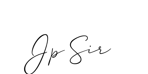 Make a beautiful signature design for name Jp Sir. With this signature (Allison_Script) style, you can create a handwritten signature for free. Jp Sir signature style 2 images and pictures png