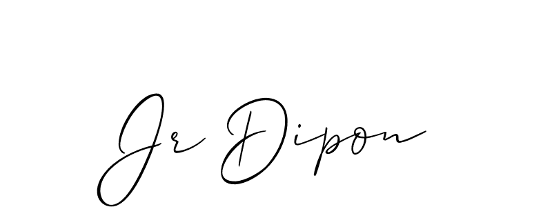 The best way (Allison_Script) to make a short signature is to pick only two or three words in your name. The name Jr Dipon include a total of six letters. For converting this name. Jr Dipon signature style 2 images and pictures png