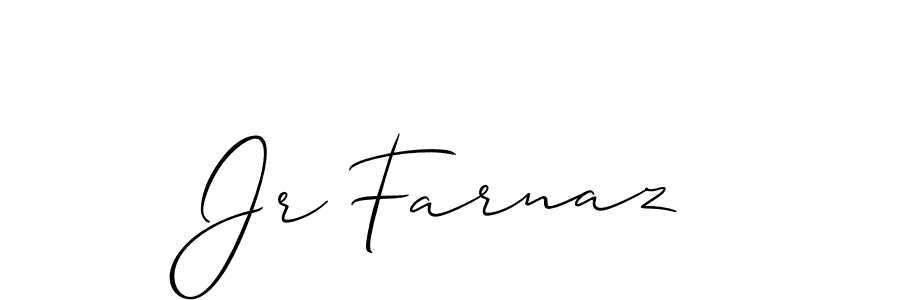 if you are searching for the best signature style for your name Jr Farnaz. so please give up your signature search. here we have designed multiple signature styles  using Allison_Script. Jr Farnaz signature style 2 images and pictures png