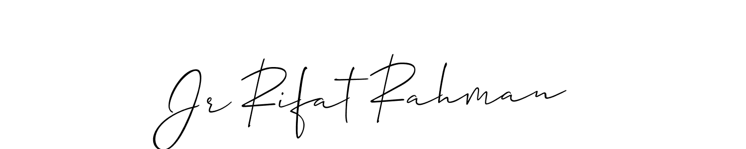 Design your own signature with our free online signature maker. With this signature software, you can create a handwritten (Allison_Script) signature for name Jr Rifat Rahman. Jr Rifat Rahman signature style 2 images and pictures png