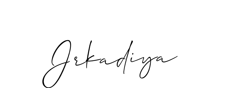 Allison_Script is a professional signature style that is perfect for those who want to add a touch of class to their signature. It is also a great choice for those who want to make their signature more unique. Get Jrkadiya name to fancy signature for free. Jrkadiya signature style 2 images and pictures png