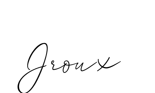 How to make Jroux name signature. Use Allison_Script style for creating short signs online. This is the latest handwritten sign. Jroux signature style 2 images and pictures png