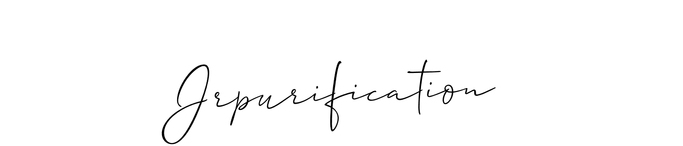 Make a beautiful signature design for name Jrpurification. With this signature (Allison_Script) style, you can create a handwritten signature for free. Jrpurification signature style 2 images and pictures png