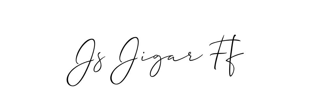 It looks lik you need a new signature style for name Js Jigar Ff. Design unique handwritten (Allison_Script) signature with our free signature maker in just a few clicks. Js Jigar Ff signature style 2 images and pictures png