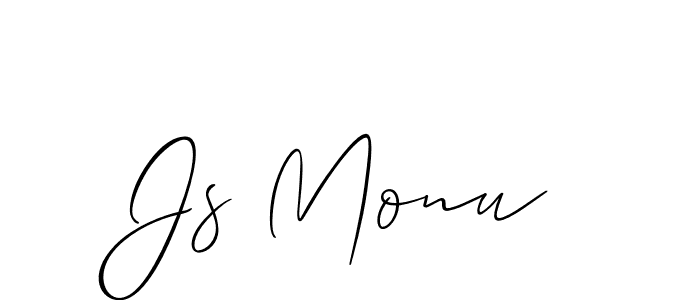 The best way (Allison_Script) to make a short signature is to pick only two or three words in your name. The name Js Monu include a total of six letters. For converting this name. Js Monu signature style 2 images and pictures png