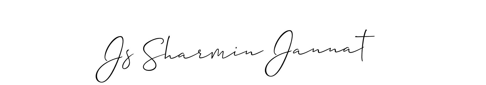 This is the best signature style for the Js Sharmin Jannat name. Also you like these signature font (Allison_Script). Mix name signature. Js Sharmin Jannat signature style 2 images and pictures png