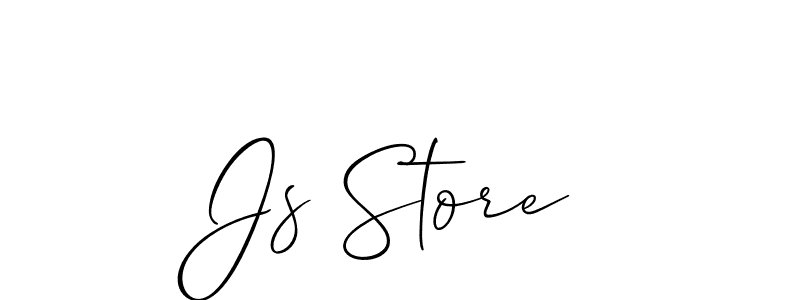 The best way (Allison_Script) to make a short signature is to pick only two or three words in your name. The name Js Store include a total of six letters. For converting this name. Js Store signature style 2 images and pictures png